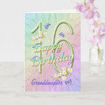 Granddaughter 16th Birthday Butterfly Garden Card<br><div class="desc">A rainbow of colors, pink flowers and lavender butterflies fills this girls 16th Happy Birthday card with joy for granddaughter. Front name and inside verse may be personalized using the template provided. You may also enjoy the matching gifts and other products available in my store. Original design by Anura Design...</div>
