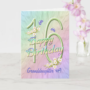 Granddaughter 16th Birthday Butterfly Garden Card