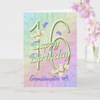 Granddaughter 16th Birthday Butterfly Garden Card by anuradesignstudio at Zazzle