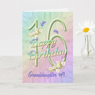 Granddaughter 16th Birthday Butterfly Garden Card