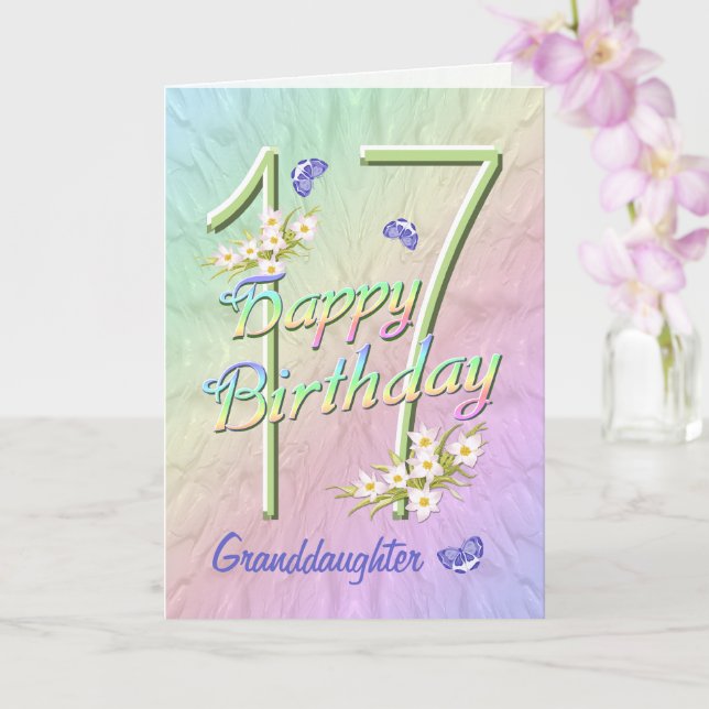 Granddaughter 17th Birthday Butterfly Garden Card (Orchid)