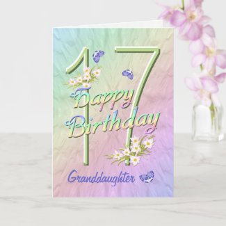 Granddaughter 17th Birthday Butterfly Garden Card