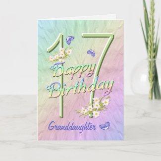 Granddaughter 17th Birthday Butterfly Garden Card
