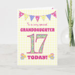 Granddaughter 17th Birthday Primroses Bunting Card<br><div class="desc">A pretty 17th Birthday card for your granddaughter, with polka dot bunting, primrose flowers and numbers filled with a primrose pattern, all on a pale yellow check gingham background. The front cover message is, 'To a very special GRANDDAUGHTER 17 TODAY!' The inside message is just a suggestion and you can...</div>