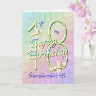 Granddaughter 18th Birthday Butterfly Garden Card