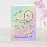 Granddaughter 18th Birthday Butterfly Garden Card<br><div class="desc">A rainbow of colors, pink flowers and lavender butterflies fills this girls 18th Happy Birthday card with joy for granddaughter. Front name and inside verse may be personalized using the template provided. You may also enjoy the matching gifts and other products available in my store. Original design by Anura Design...</div>