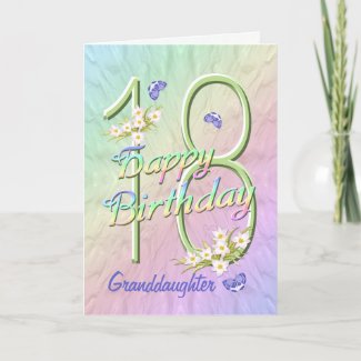 Granddaughter 18th Birthday Butterfly Garden Card