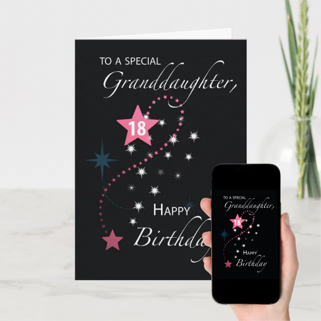 Granddaughter 18th Birthday Star Inspirational Card | Zazzle