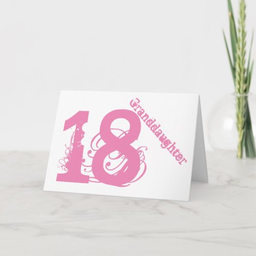 Granddaughter 18th birthday white and pink card