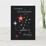 Granddaughter 18th Birthday with Red and White  Card<br><div class="desc">Red and white stars stand out against a black background. Inspirational card for your granddaughter's 18th birthday.</div>