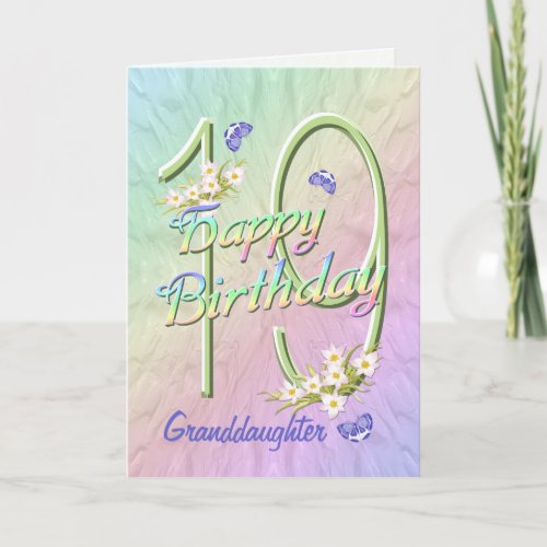 Granddaughter 19th Birthday Butterfly Garden Card