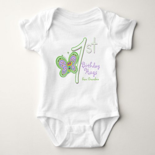 Granddaughter 1st Birthday Butterfly Hugs Baby Bodysuit