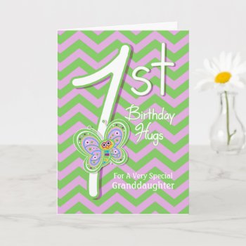 Granddaughter 1st Birthday Butterfly Hugs Card by anuradesignstudio at Zazzle
