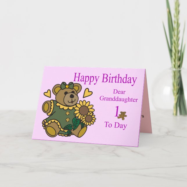 Granddaughter 1st Birthday Card (Front)