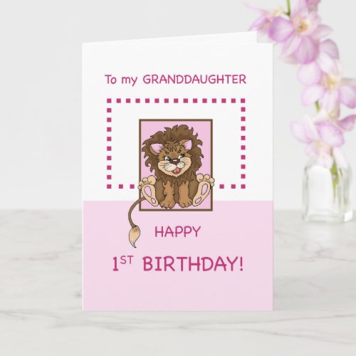 Granddaughter 1st Birthday Cute Lion Card