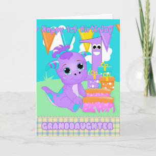 Granddaughter, 1st Birthday Cute Little Monster Card