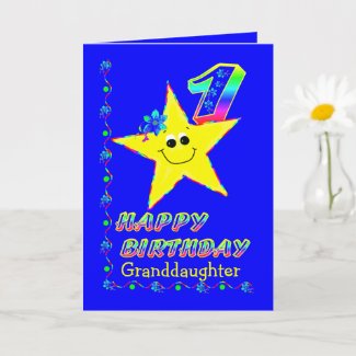 Granddaughter 1st Birthday Star Card