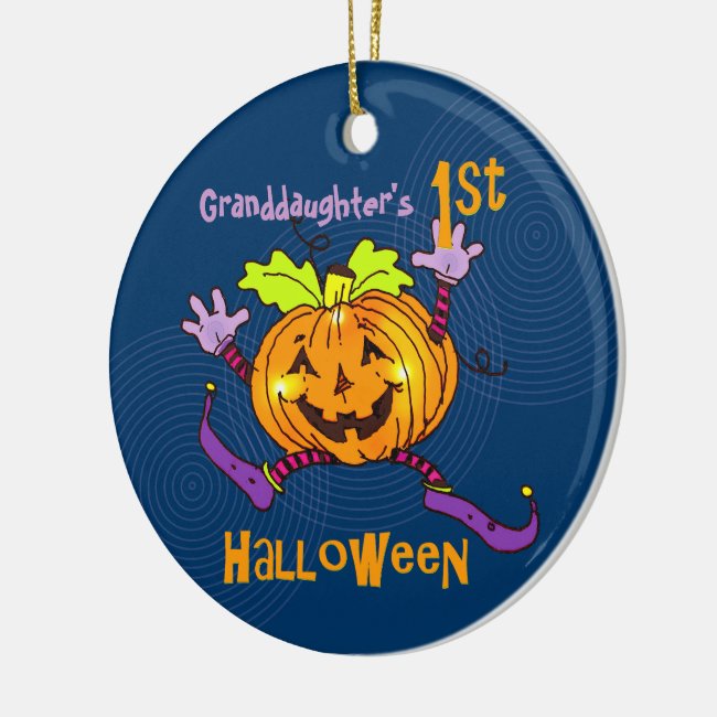 Granddaughter 1st Halloween Happy Pumpkin Ceramic Ornament