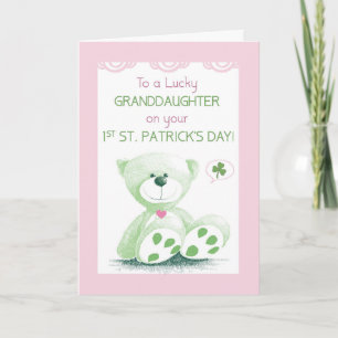Granddaughter 1st St Patricks Day Snuggly Bear Card