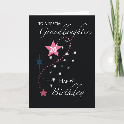 Granddaughter 20th Birthday Star Inspirational Card
