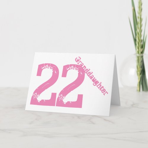 Granddaughter 22nd birthday white and pink card