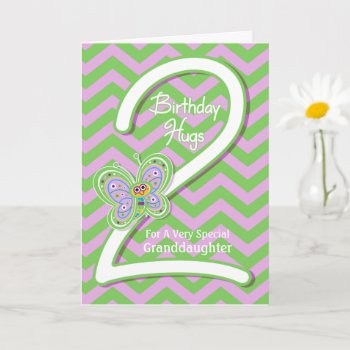 Granddaughter 2nd Birthday Butterfly Hugs Card by anuradesignstudio at Zazzle
