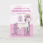 Granddaughter 2nd Birthday Pink Horse With Crown Card<br><div class="desc">A sweet pink pony just like your granddaughter is prancing with the number two! Gold looking details are woven in her mane and tail. Perfect card to wish your granddaughter her 2nd birthday!
(Digitally rendered golden looking color)</div>