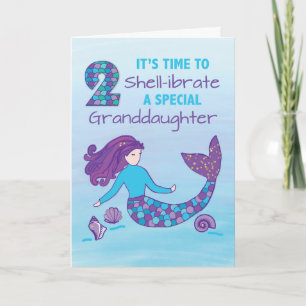 Granddaughter 2nd Birthday Sparkly Look Mermaid Card