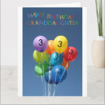 Granddaughter 3rd birthday balloons card<br><div class="desc">Created from an original Studio Porto Sabbia photo! This Colored Balloons Birthday card is available as an age specific card ages 1 to 12,  in different languages and for various specific (family) relations. For Birthday Party Invitations in the same style,  check the Invitation section of Studio Porto Sabbia</div>