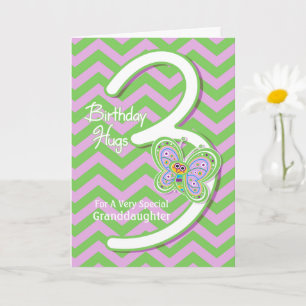 Granddaughter 3rd Birthday Butterfly Hugs Card