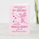 Granddaughter 3rd Birthday Magical Fairy Pink Card<br><div class="desc">This is the beautiful pink card you need to wish your Granddaughter a very happy 3rd Birthday. A magical fairy with a lot of hearts. Perfect for a little girl who will be three soon.</div>