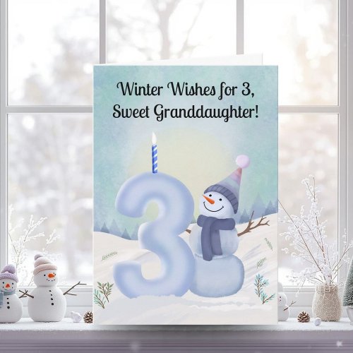 Granddaughter 3rd Birthday Snowman Snowy Three