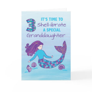 Granddaughter 3rd Birthday Sparkly Look Mermaid Card