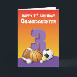 Granddaughter 3rd Birthday Sports Balls Card<br><div class="desc">Kick start you granddaughter’s 3rd birthday celebration by giving her this card with a fun inside message to greet her on her special day. Order this card sooner so you are ready for the celebration.</div>