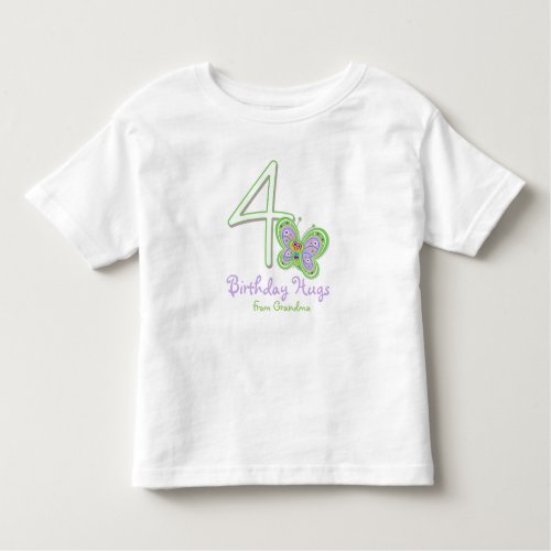 Granddaughter 4th Birthday Butterfly Hugs Toddler T_shirt