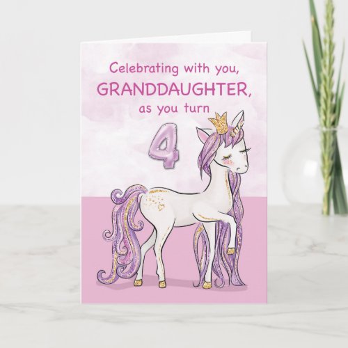 Granddaughter 4th Birthday Pink Horse With Crown