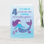 Granddaughter 4th Birthday Sparkly Look Mermaid Card<br><div class="desc">Shoot a fun 4th birthday greeting and wish to your sweet granddaughter once she celebrates. To do that you can simply give her this card that shares both fun greetings and message. Plus,  if she really loves mermaids then this will surely turn her head over heels</div>