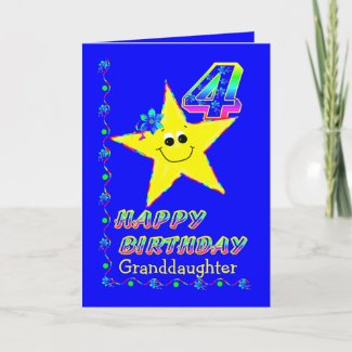 Granddaughter 4th Birthday Stars Card