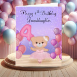 Granddaughter 4th Birthday Teddy Bear Ballerina Card<br><div class="desc">This adorable teddy bear ballerina is standing on stage,  holding colorful balloons and a “4” balloon — the perfect sweet touch for your granddaughter’s fourth birthday!</div>