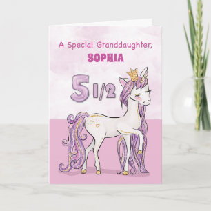 Granddaughter 5 and a Half Birthday Pink Horse Card