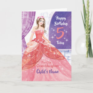 Granddaughter, 5th Birthday, Pretty Princess Card