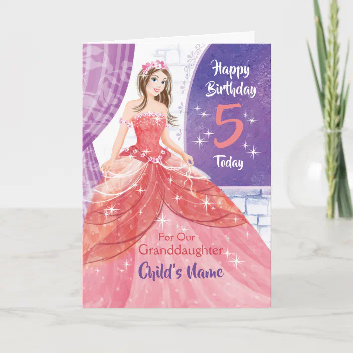 Cute Princess & Castle "GREAT-GRANDDAUGHTER" Birthday Card 