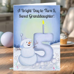 Granddaughter 5th Birthday Snowman Snowy Five Card<br><div class="desc">Celebrate your granddaughter's fifth birthday with this delightful winter illustration featuring a cheerful snowman proudly admiring the big snowy “5” he has just built. Snowballs are scattered around the base of the number, adding playful texture to the scene, while soft winter flowers bring a gentle, seasonal touch. The cozy colors...</div>