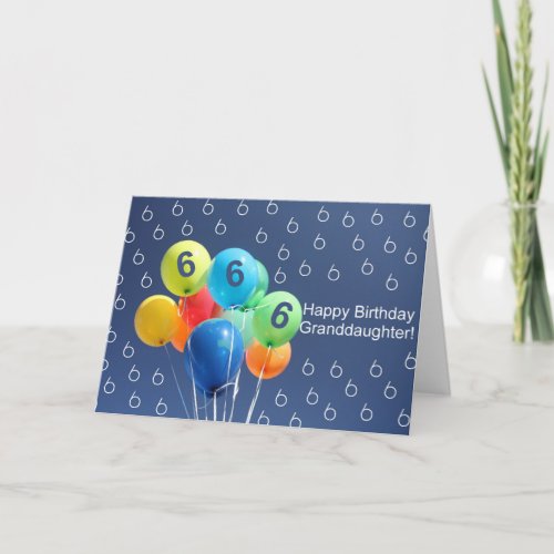 Granddaughter 6th birthday colored balloons card