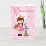 Granddaughter 8th Birthday, Princess, Pink Holiday Card at Zazzle