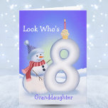 Granddaughter 8th Birthday Snowman Snowy Eight  Card<br><div class="desc">A lively winter moment unfolds for your granddaugther's eighth birthday. A smiling snowman shows off the snowy “8” he’s shaped just for him, topped with a festive cupcake and candle to mark the celebration. Light colors, fun textures, and a cheerful mood create a playful seasonal scene—perfect for a child who...</div>