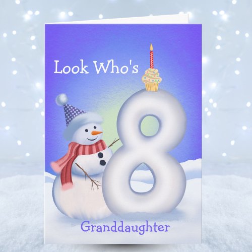 Granddaughter 8th Birthday Snowman Snowy Eight 