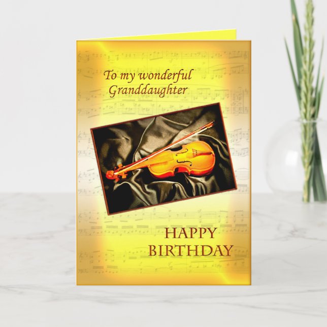 Granddaughter, a birthday card with a violin (Front)