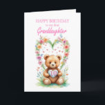 Granddaughter Age 10 Teddy Bear  Card<br><div class="desc">Send birthday wishes to your granddaughter on her tenth birthday in the cutest way possible with this lovely card. A teddy bear, in front of a bunch of colorful flowers, presents a heart showcasing the age of 10. Make their birthday unforgettable with this charming card. A 10th birthday card for...</div>