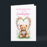 Granddaughter Age 10 Teddy Bear  Card<br><div class="desc">Send birthday wishes to your granddaughter on her tenth birthday in the cutest way possible with this lovely card. A teddy bear, in front of a bunch of colorful flowers, presents a heart showcasing the age of 10. Make their birthday unforgettable with this charming card. A 10th birthday card for...</div>